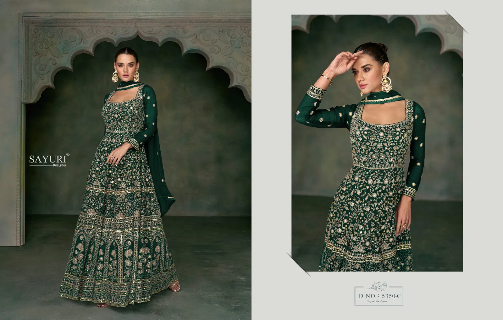 SAYURI 5350 COLORS REAL GEROGETTE EMBROIDERED WORK HEAVY SALWAR SUIT COLLECTIONs